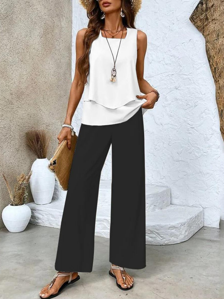 Briar | Women's elegant summer set with flowy top and wide-leg pants outfit