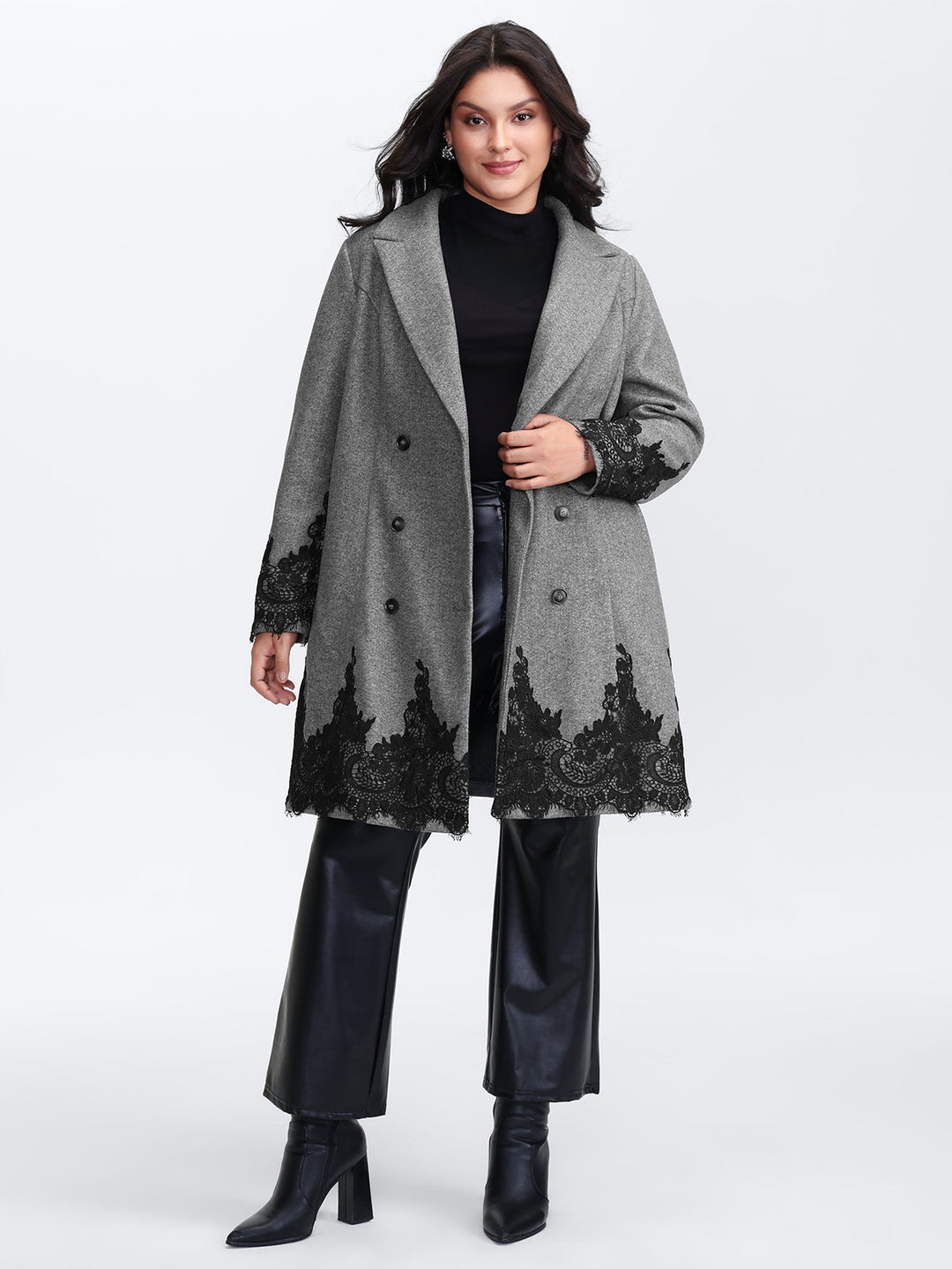 Vienna | Women’s color contrast belted lace coat
