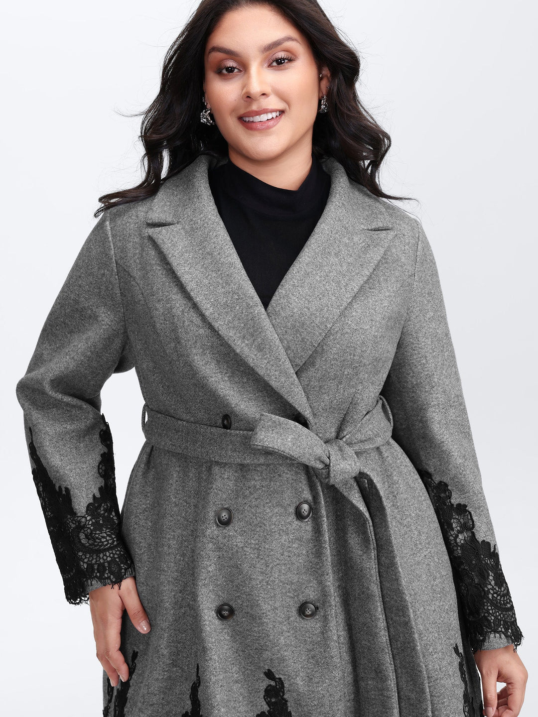 Vienna | Women’s color contrast belted lace coat