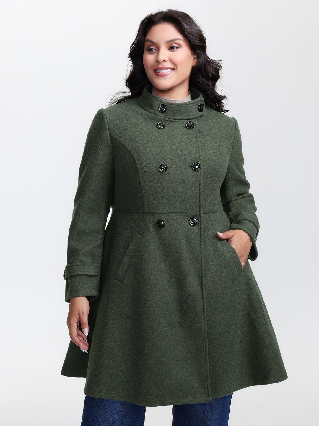 Tiffany | Women’s double button pocket solid coat