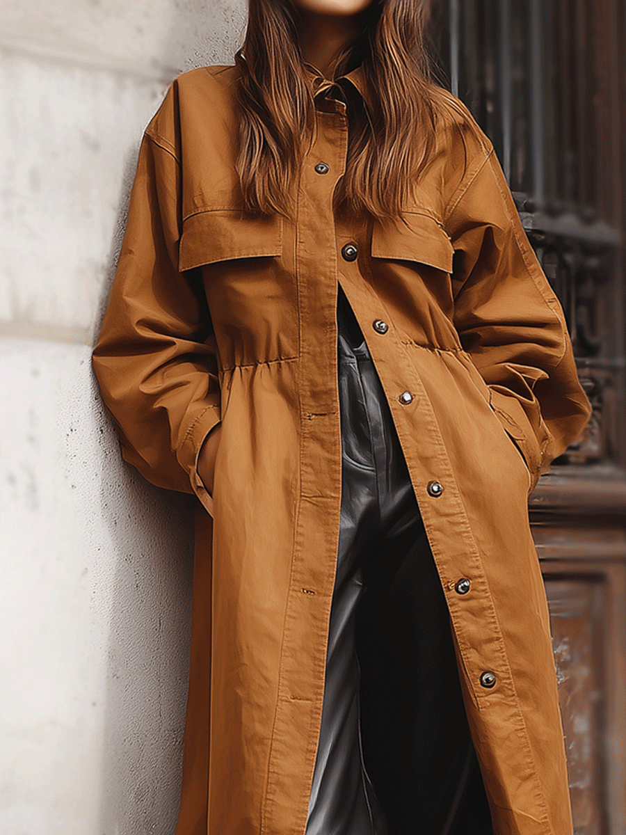 Maris | Women’s long button trench coat with classic tailoring