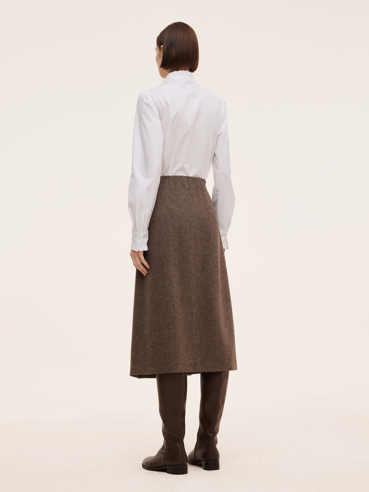 Rowan | Women’s wool A-line pleated midi skirt