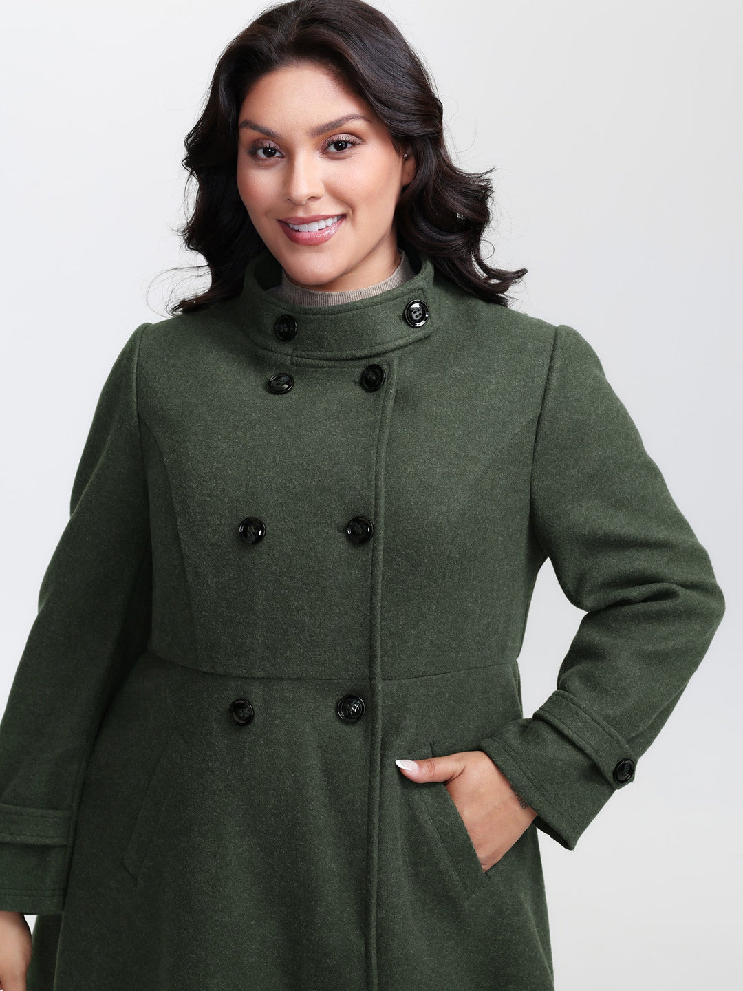 Tiffany | Women’s double button pocket solid coat