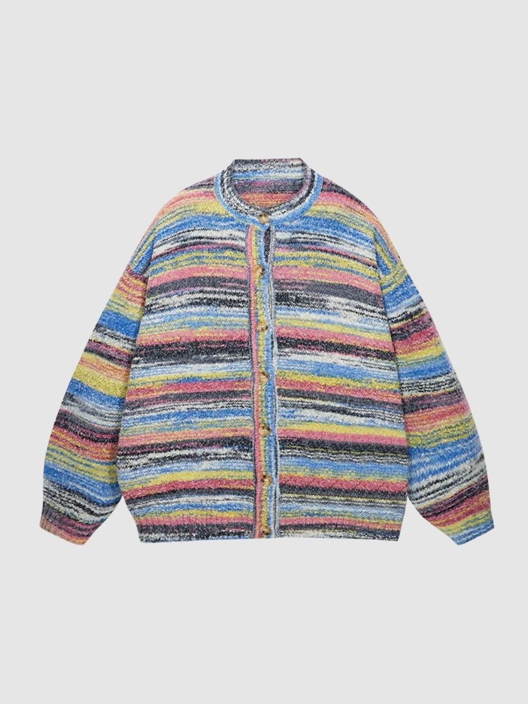 Shena | Women’s striped knit top with round neck and button detail