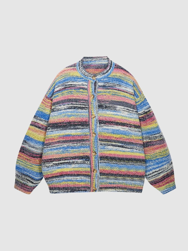 Shena | Women’s striped knit top with round neck and button detail