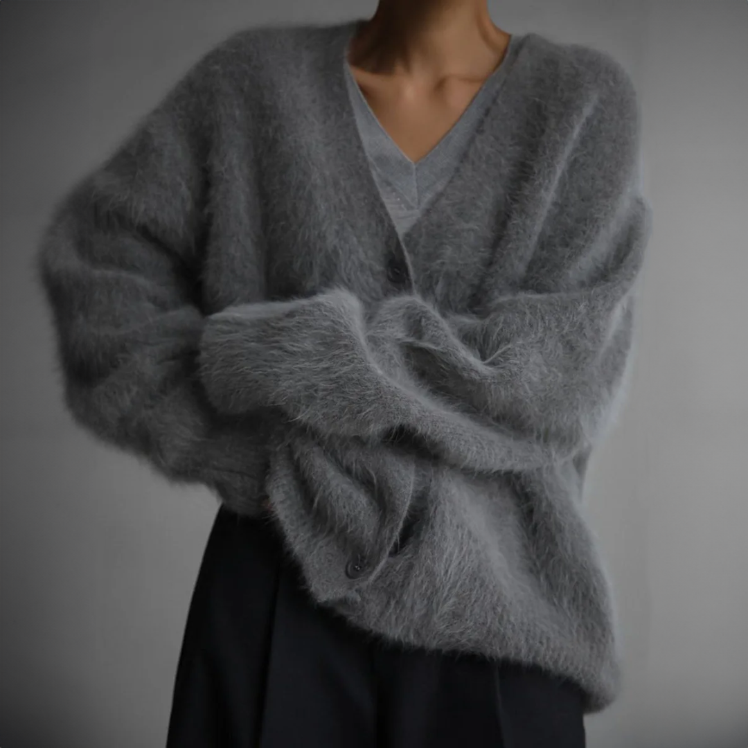Alma | Women’s long sleeve button-down cardigan with soft brushed texture