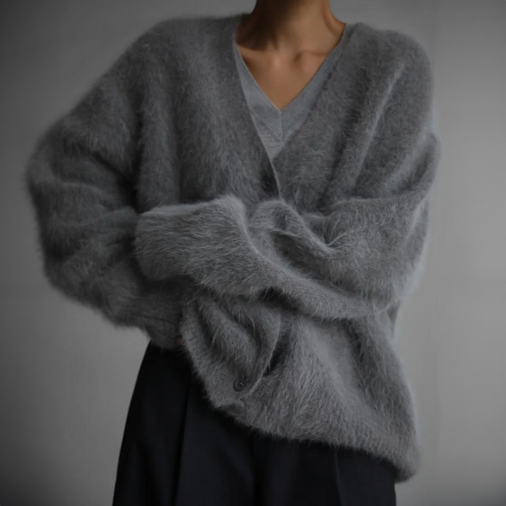 Alma | Women’s long sleeve button-down cardigan with soft brushed texture