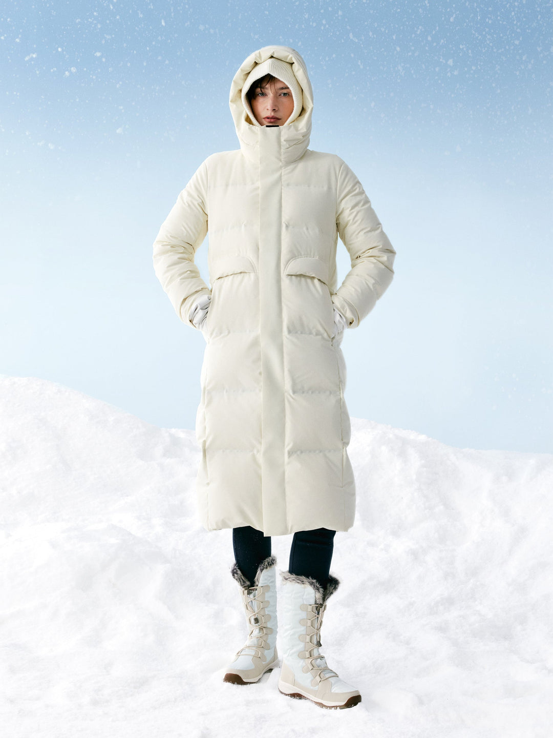 Corvyn | Women’s long hooded winter coat with a streamlined thermal silhouette