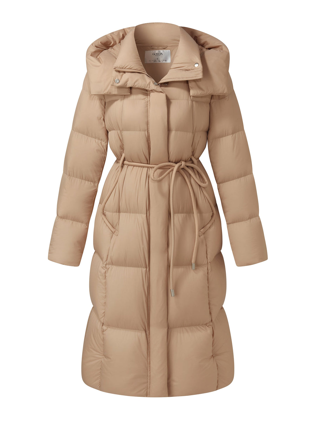 Alani | Women’s hooded long down coat with tie-string belt