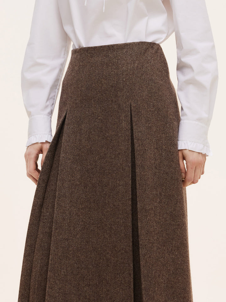 Rowan | Women’s wool A-line pleated midi skirt