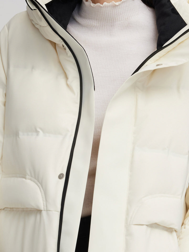 Corvyn | Women’s long hooded winter coat with a streamlined thermal silhouette