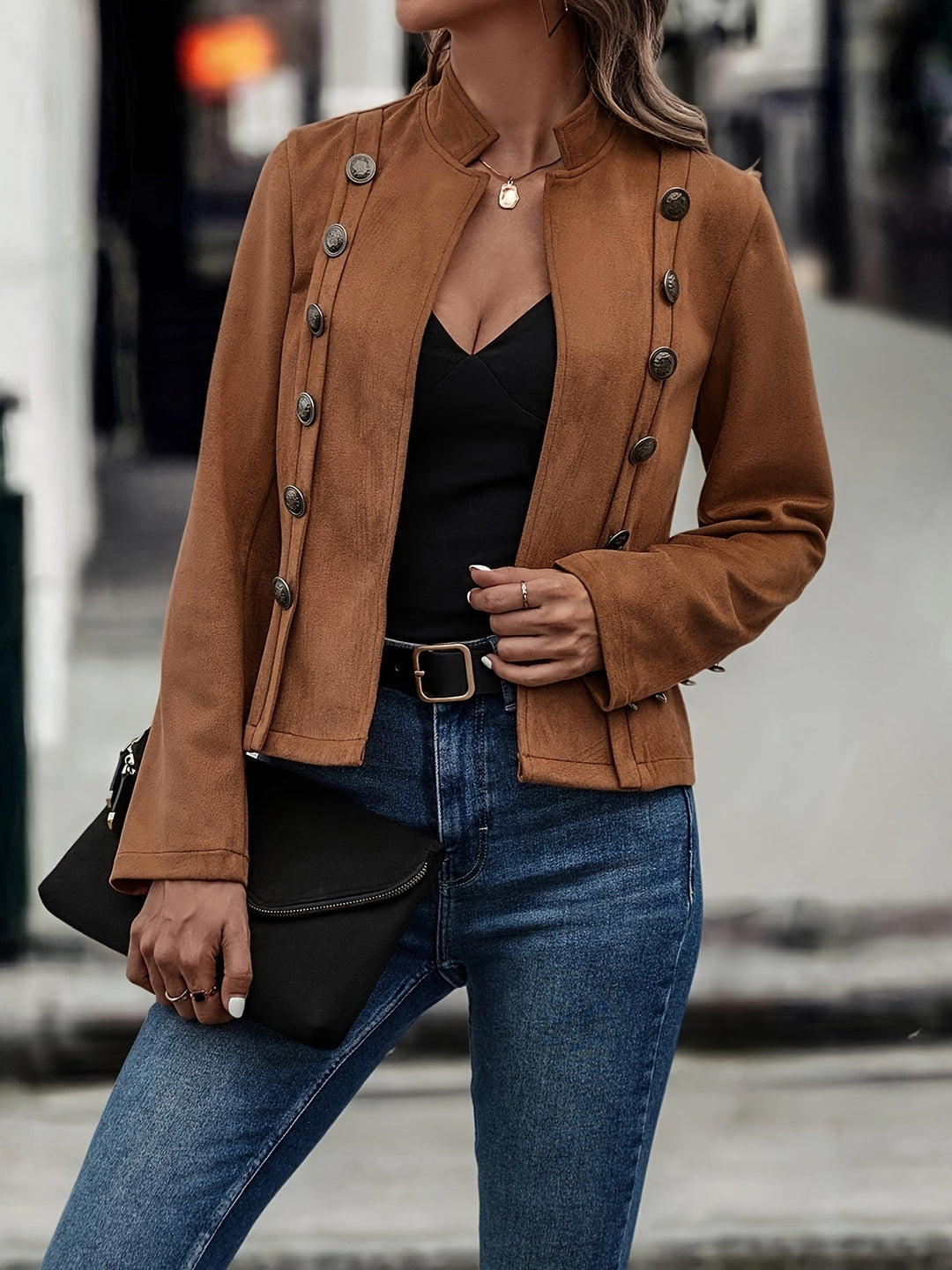 Xyra | Suede double-breasted jacket