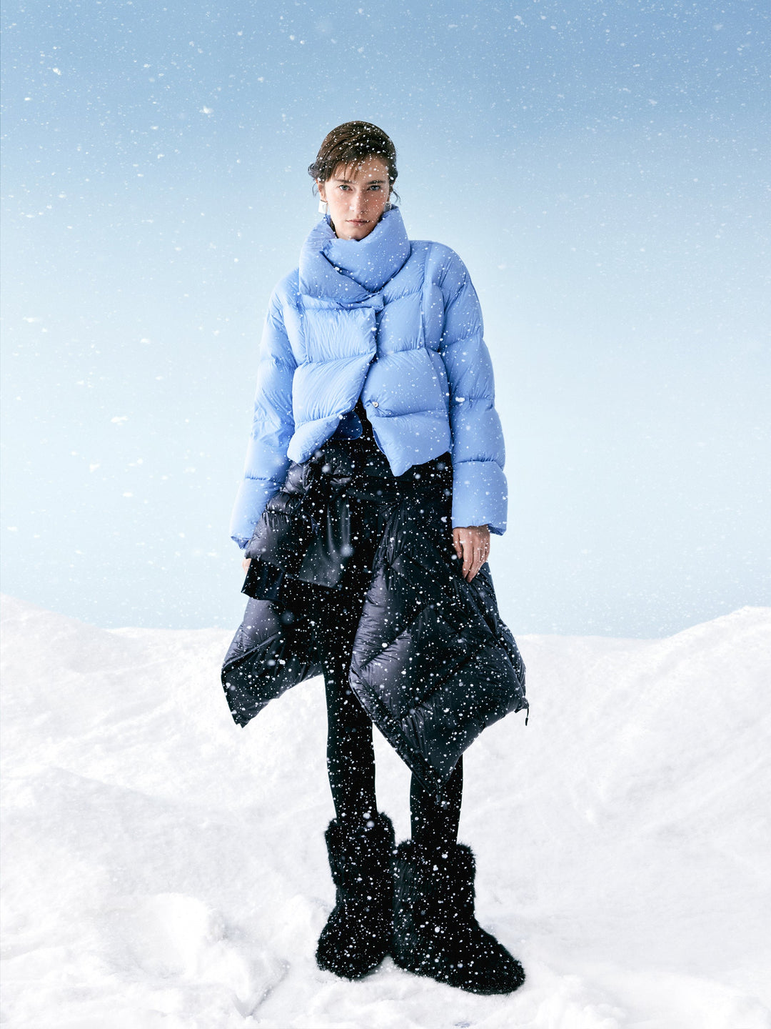 Elowen | Women’s cropped puffer jacket with oversized collar