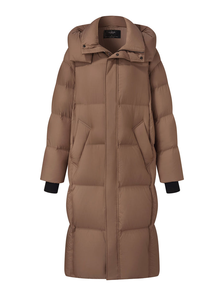 Marel | Women’s lightweight long winter coat with a sleek hooded silhouette