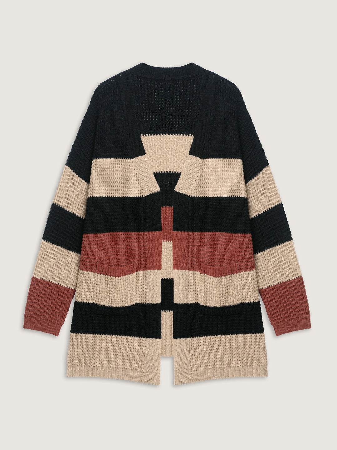 Olive | Women’s striped open-front knit cardigan