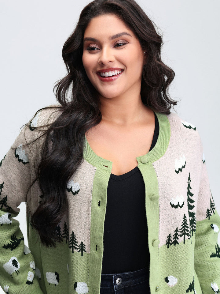 Savy | Women’s meadow jacquard button knit cardigan