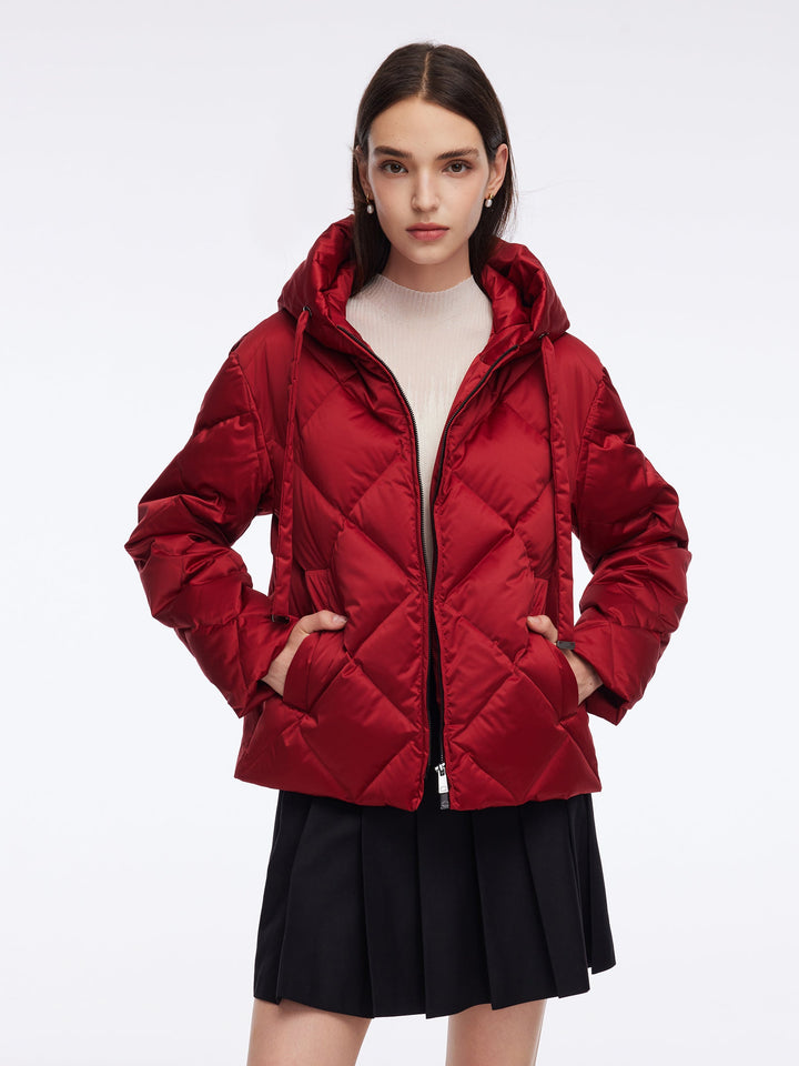 Elsa | Women’s short diamond-quilted hooded puffer jacket