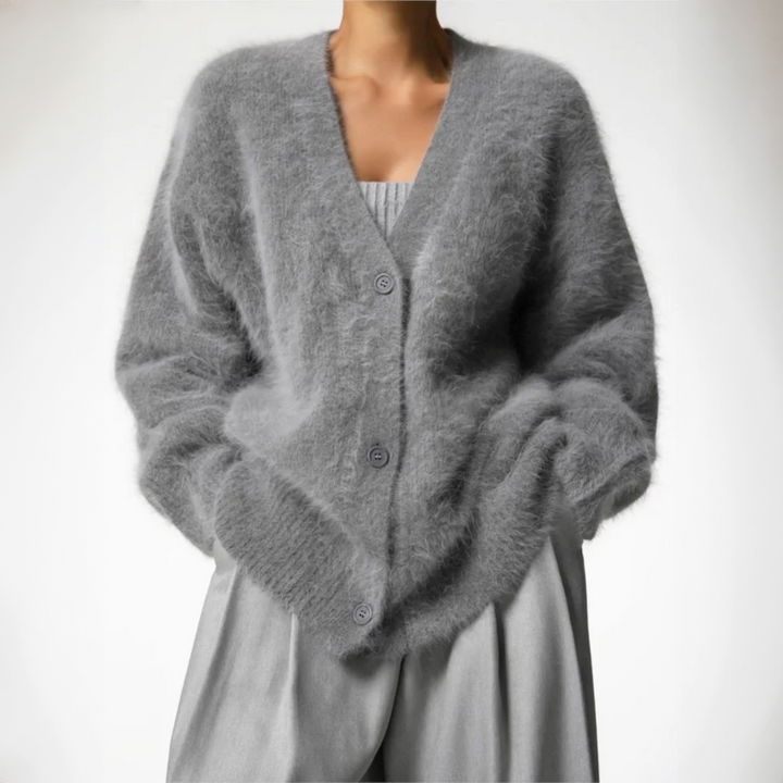 Alma | Women’s long sleeve button-down cardigan with soft brushed texture