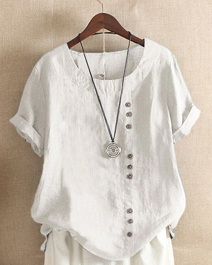 Aoife | Women's short sleeve blouse with round neckline
