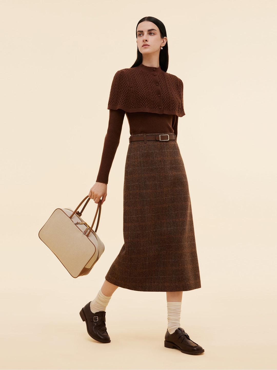 Harmony | Women's wool plaid column midi skirt