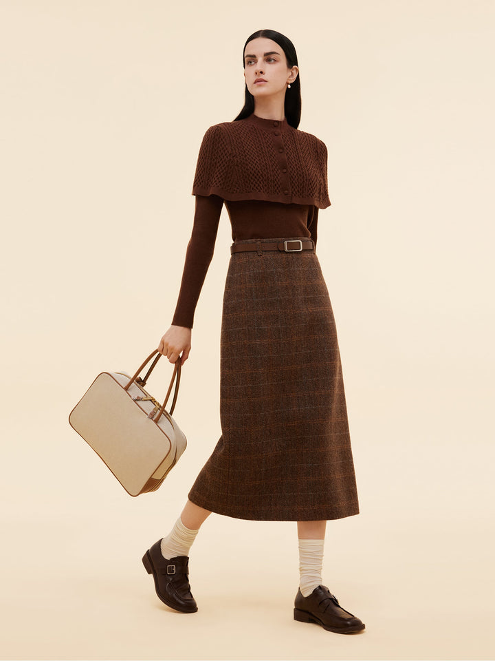 Harmony | Women's wool plaid column midi skirt