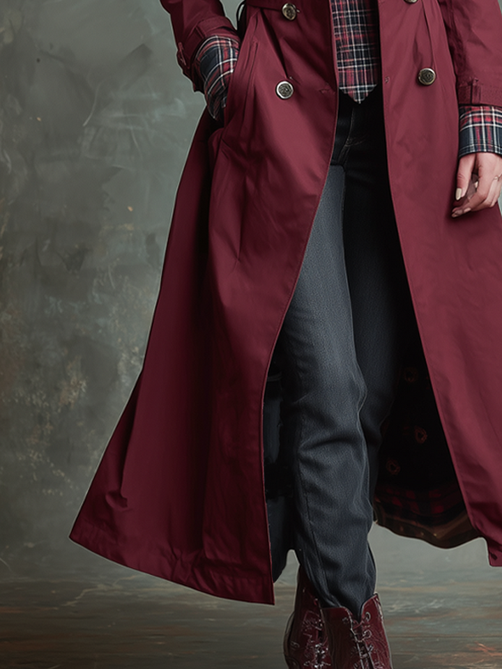 Lily | Women’s retro long double-breasted trench coat