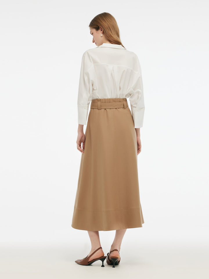 Lucia | Women’s worsted wool gathered waist flared skirt with belt