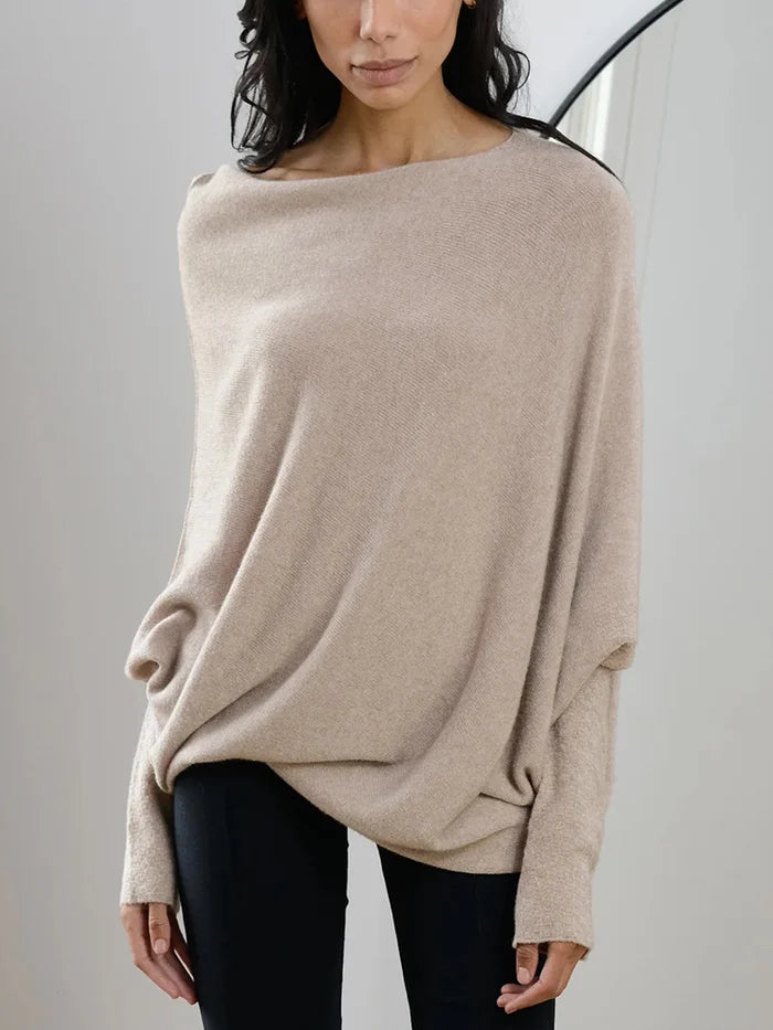 Flor | Women’s asymmetrical sweater with draped design and modern cut