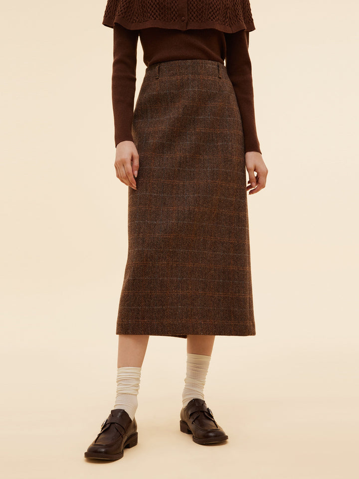 Harmony | Women's wool plaid column midi skirt