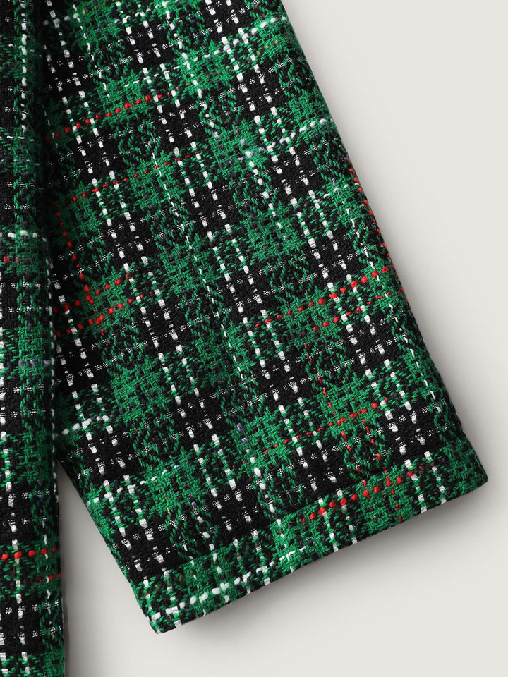 Winona | Women’s tweed plaid double button jacket