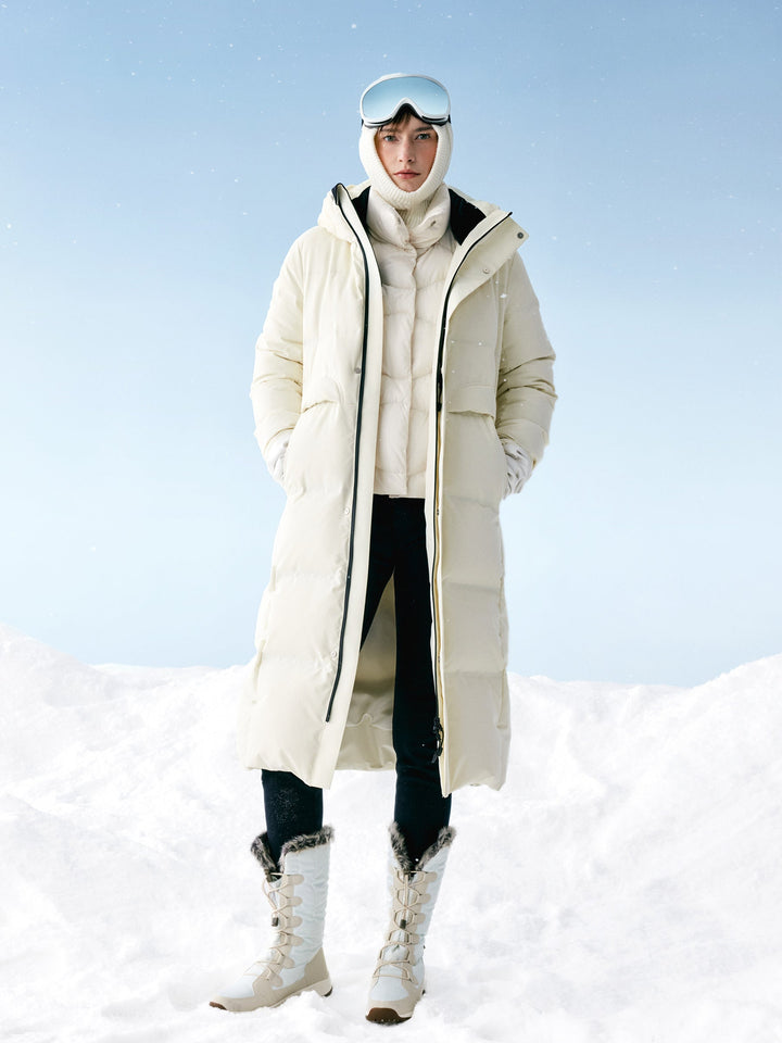 Corvyn | Women’s long hooded winter coat with a streamlined thermal silhouette