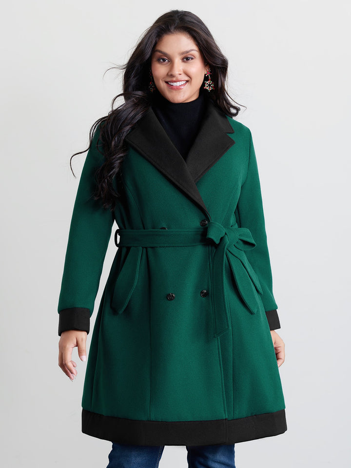 Ophelia | Women's color contrast belted lined coat