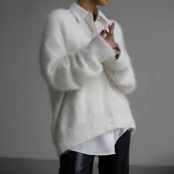 Alma | Women’s long sleeve button-down cardigan with soft brushed texture