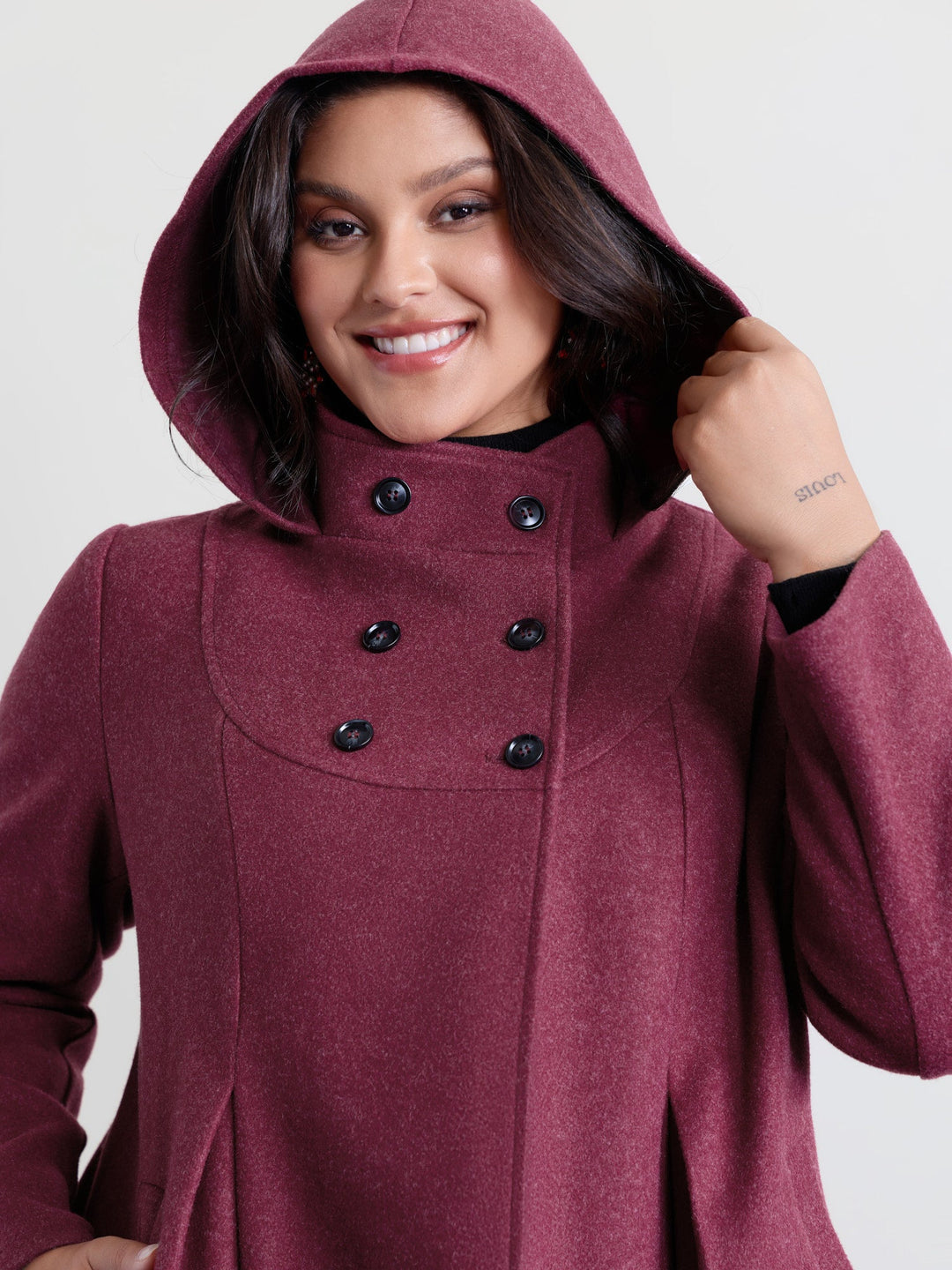 Danise | Women’s hooded pleated pockets waist-defining coat