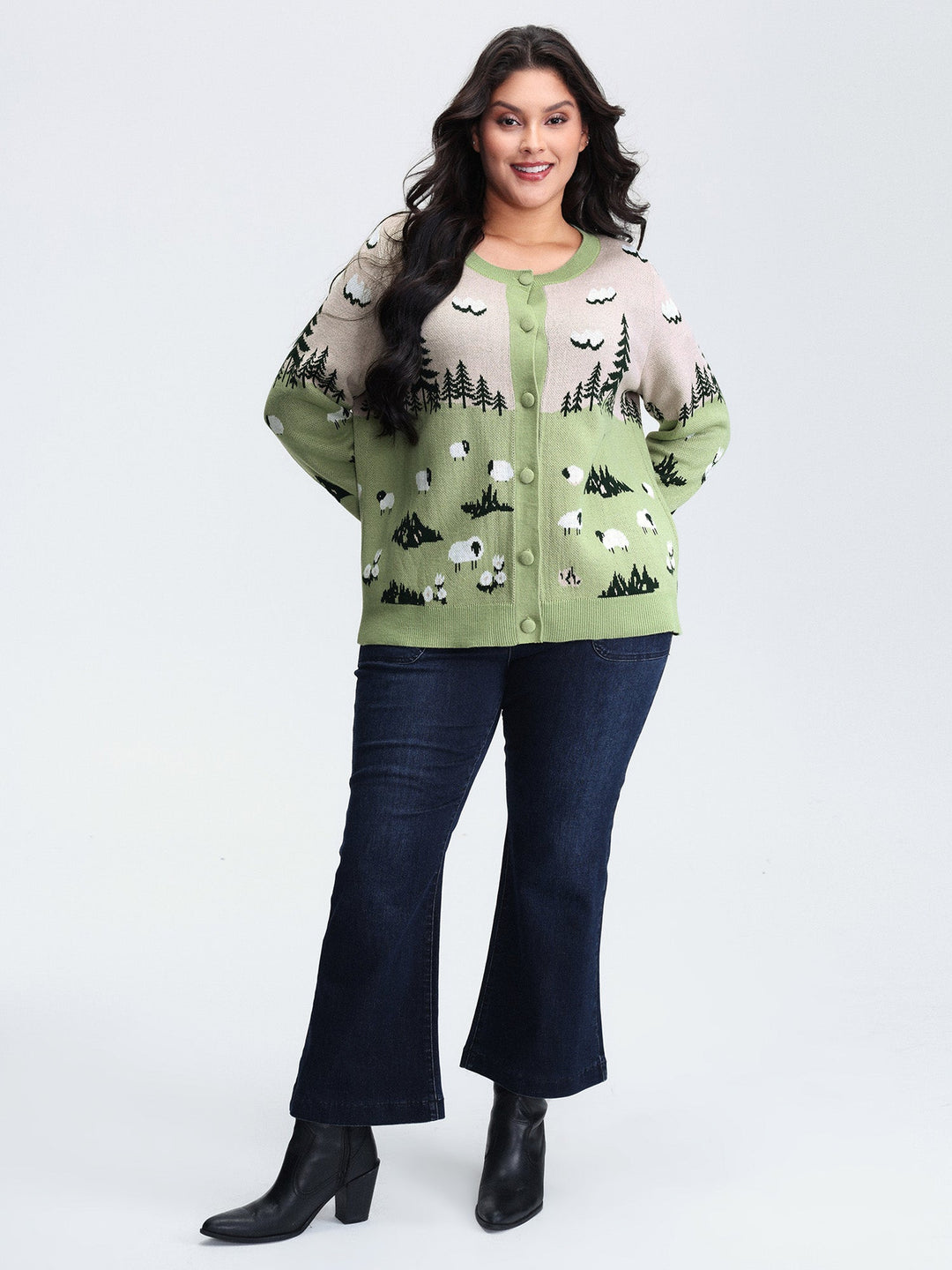 Savy | Women’s meadow jacquard button knit cardigan