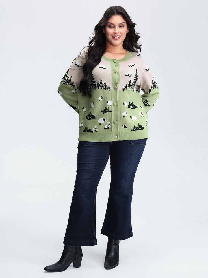 Savy | Women’s meadow jacquard button knit cardigan