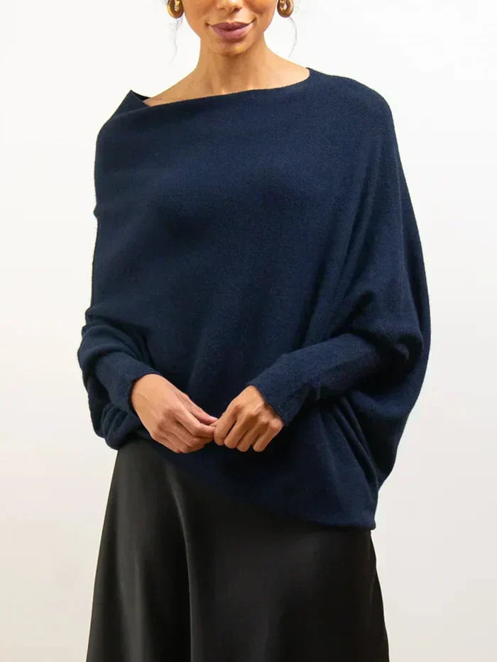 Flor | Women’s asymmetrical sweater with draped design and modern cut