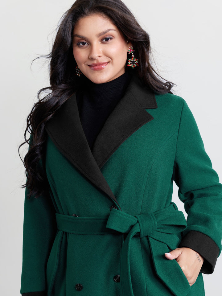 Ophelia | Women's color contrast belted lined coat
