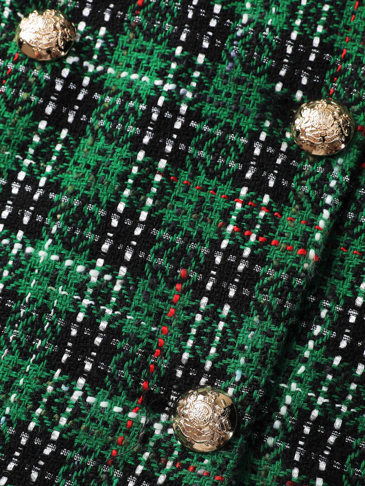 Winona | Women’s tweed plaid double button jacket