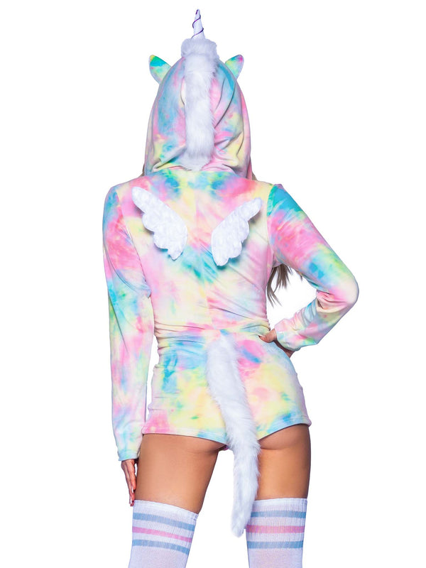 Kairi | Women’s plush velvet unicorn romper costume with hood