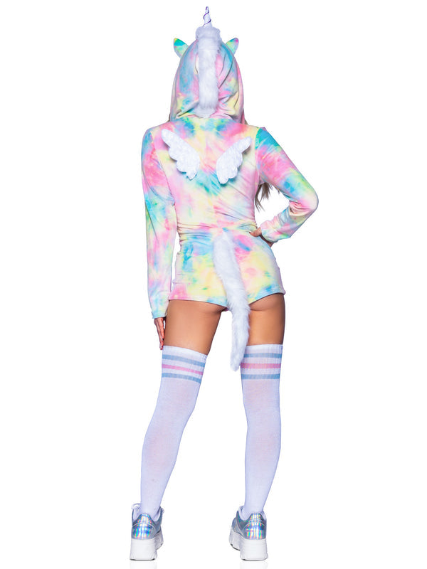 Kairi | Women’s plush velvet unicorn romper costume with hood