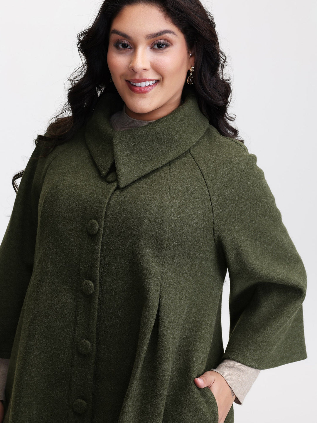 Lena | Women's flared sleeve A-line button coat