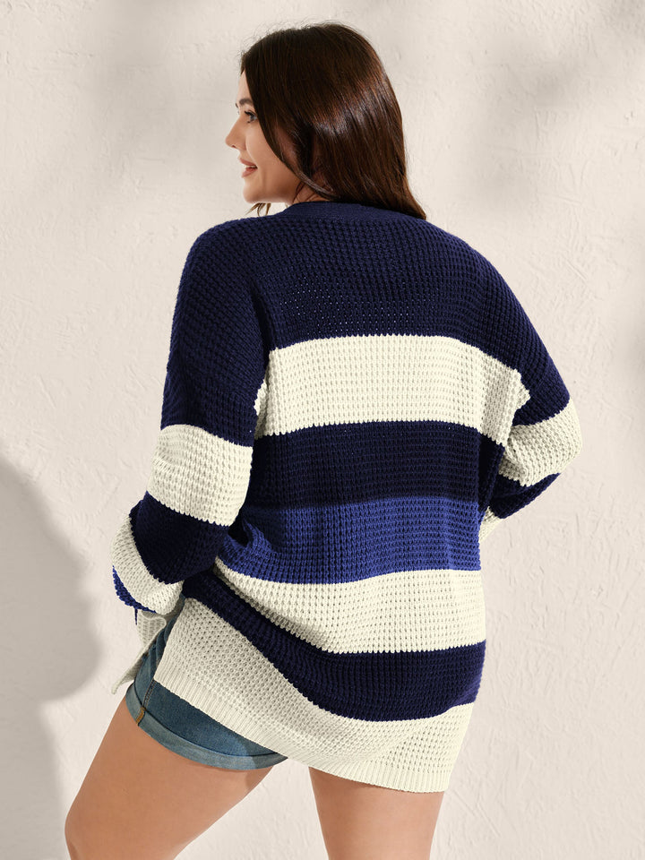 Olive | Women’s striped open-front knit cardigan