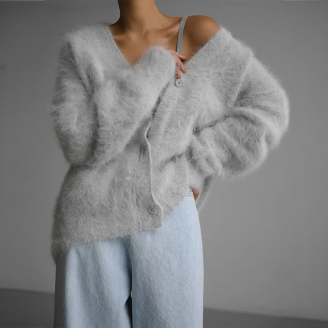 Alma | Women’s long sleeve button-down cardigan with soft brushed texture