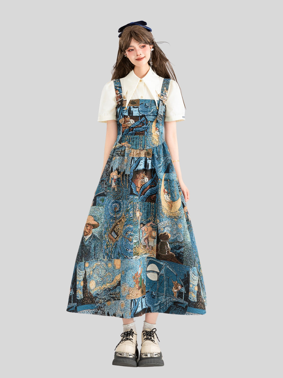 Chelsea | Women’s jacquard midi dress with A-line silhouette and floral pattern