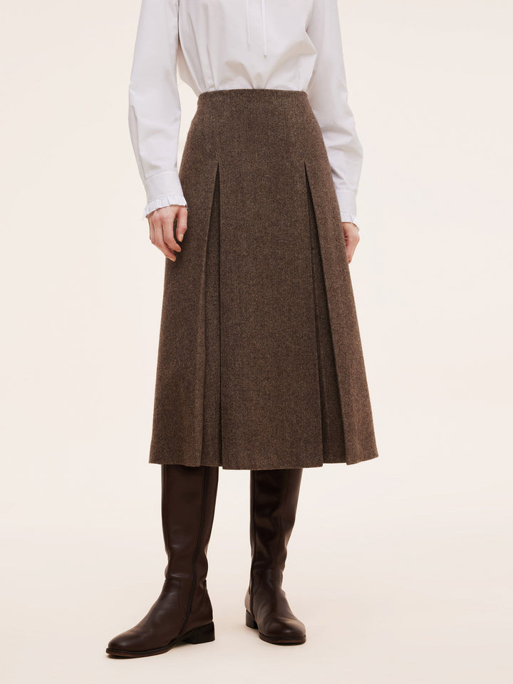 Rowan | Women’s wool A-line pleated midi skirt