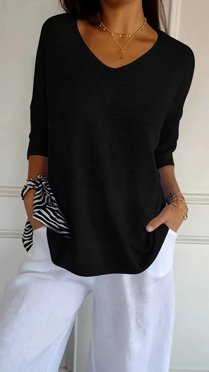Averie | Women's knit v-neck top with relaxed fit