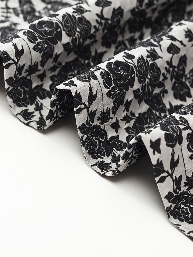 Gia | Women’s floral jacquard pleated A-line maxi skirt