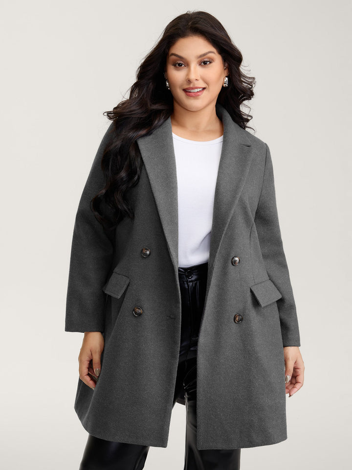 Yvette | Women’s solid suit collar button pocket coat