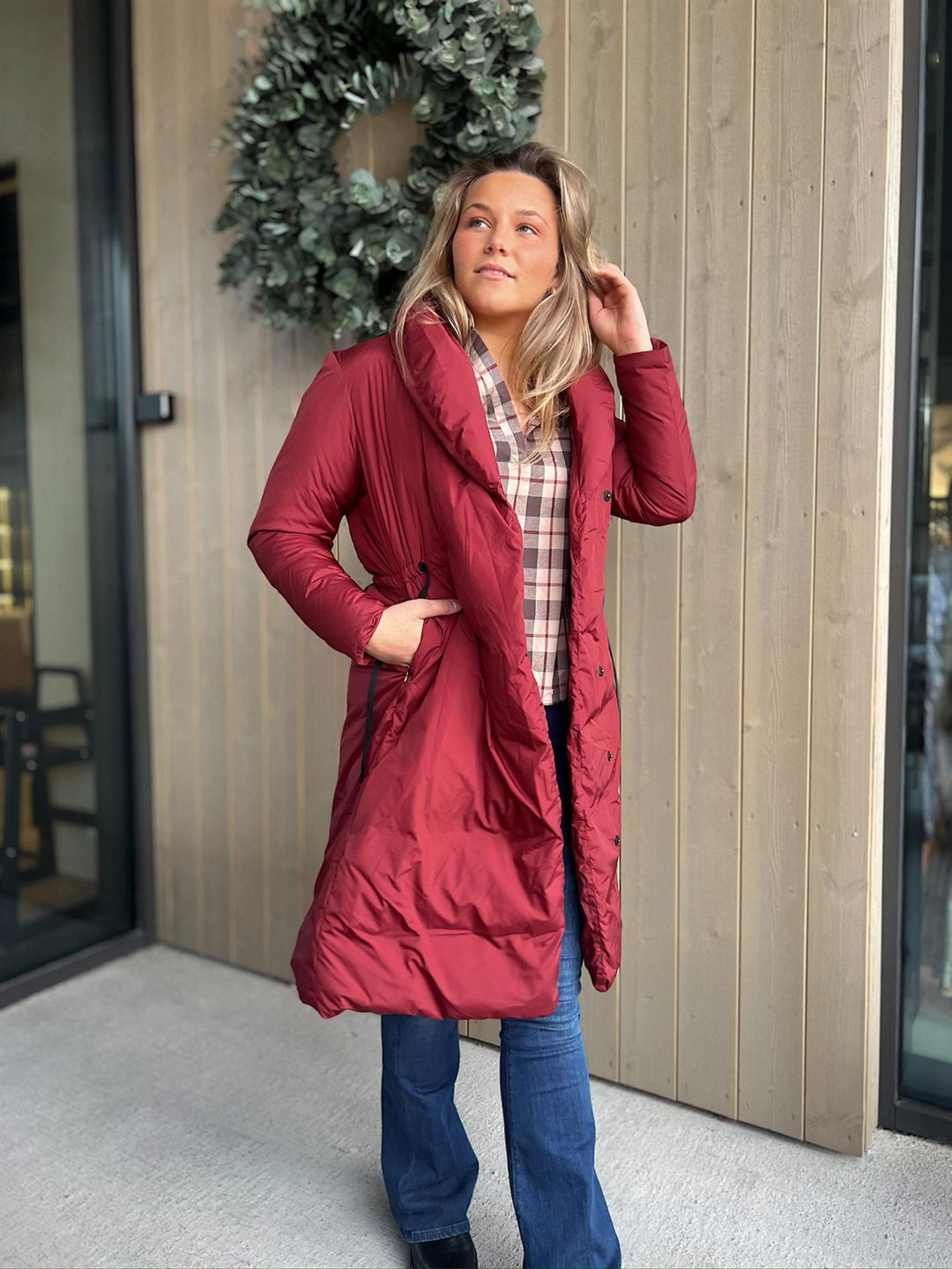 Charisse | Women’s wrap coat with a relaxed silhouette and sculpted shawl collar